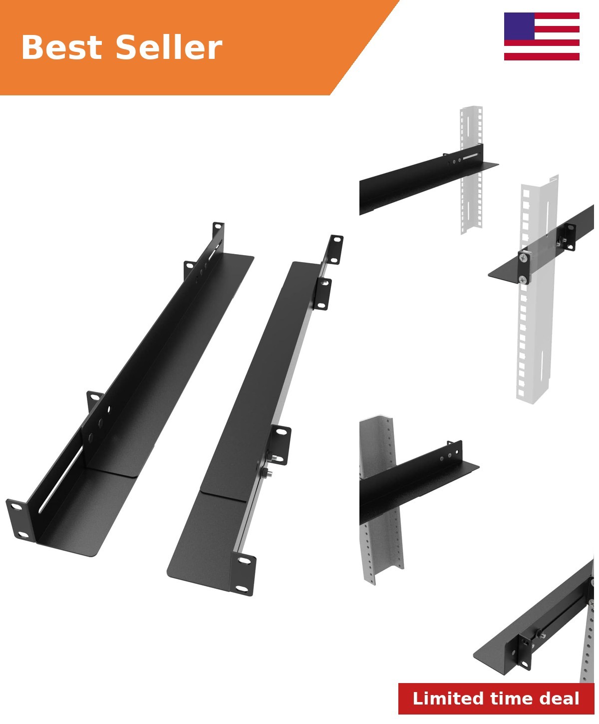 1U 19inch Server Rack Rails -15-24 inch Adjustable Depth