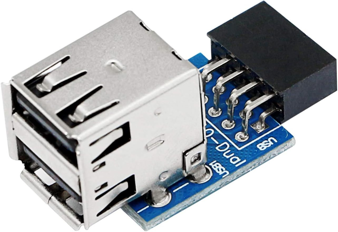 Sinloon 9Pin USB 2.0 Female Pin Dual 2 Port USB Motherboard Header Adapter-Dual 