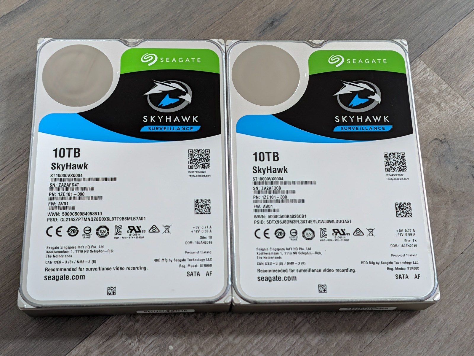 2 x Seagate Skyhawk 10TB Internal Camera Survellience 7.2K SATA ST10000VX0004