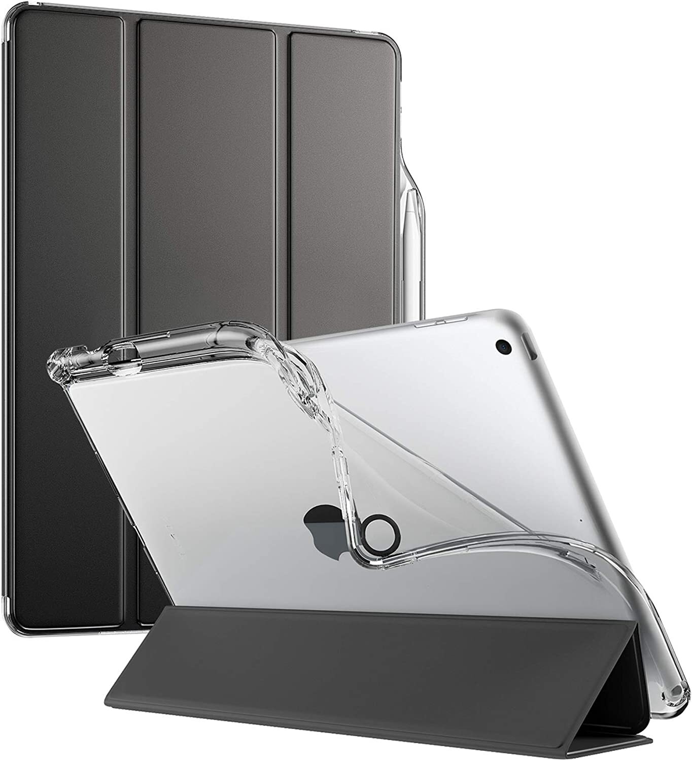 For Apple iPad 10.2 Case 2021 2020 2019 Poetic Trifold Folio Clear Cover Black