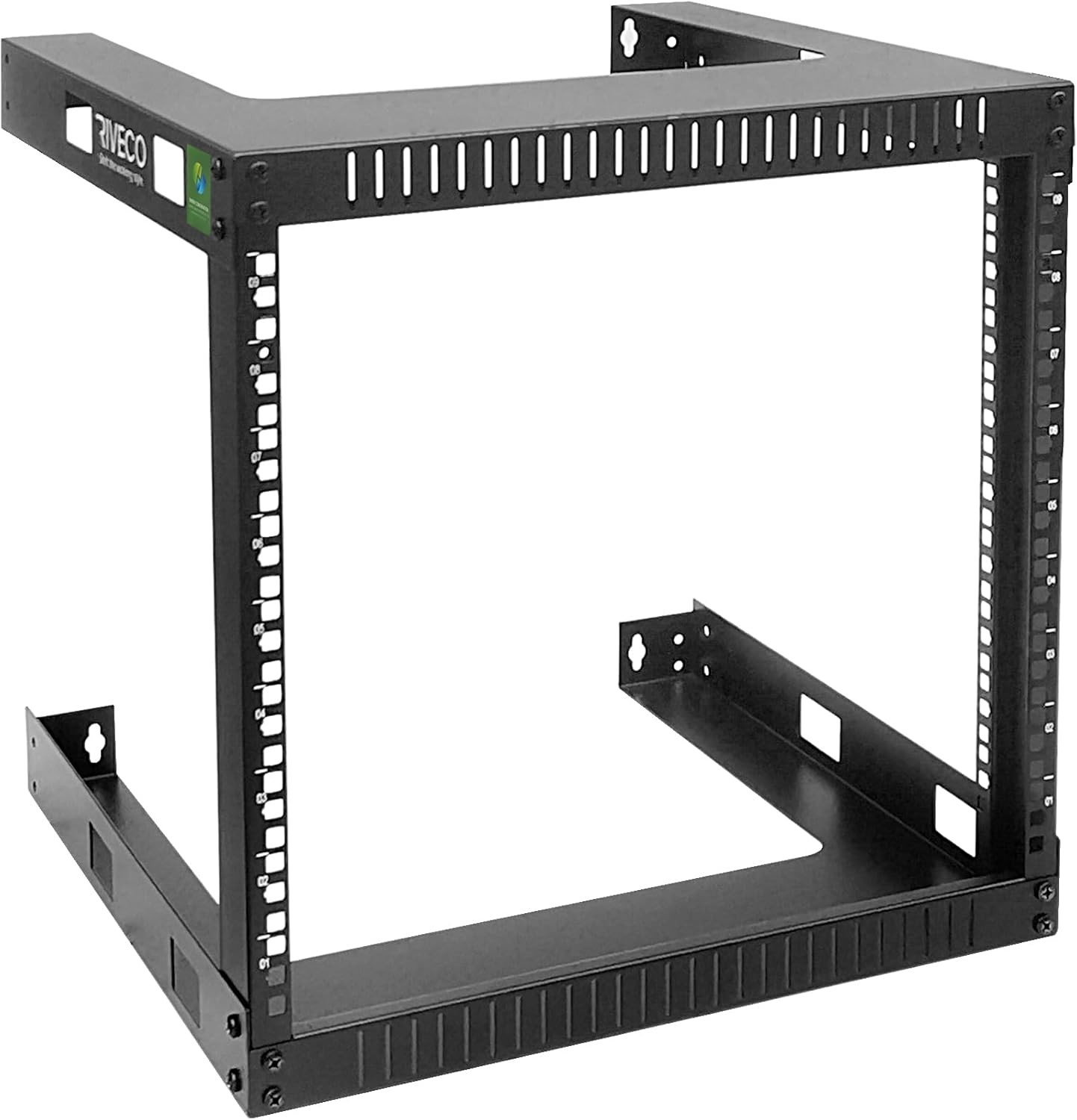 RIVECO 9U Wall Mount Rack for Network – 17.7" Deep 2 Post Open 9U, black 