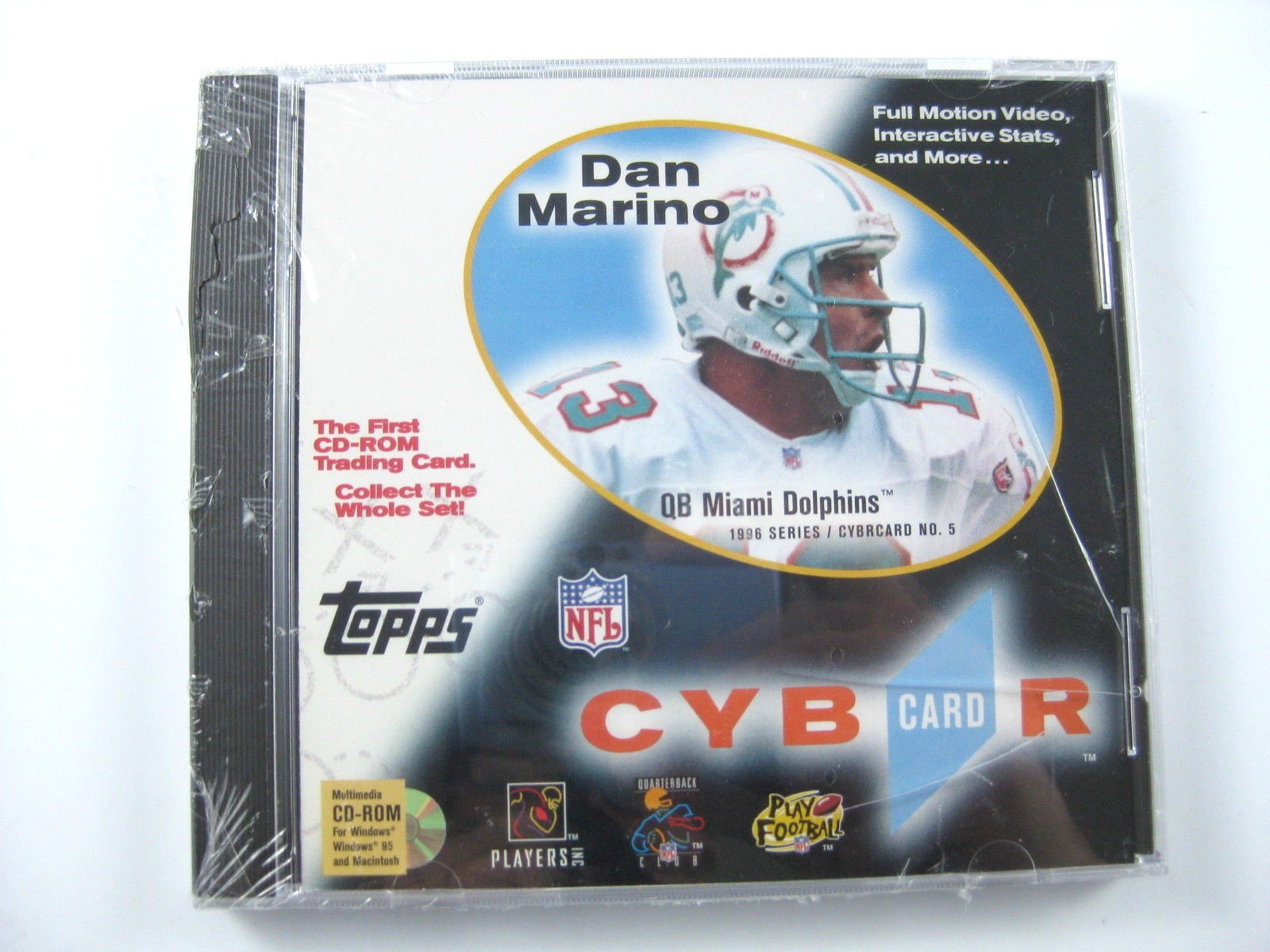 1996 Dan Marino Topps CD-ROM Trading Card Topps #5 Cybercard Rare NEW SEALED