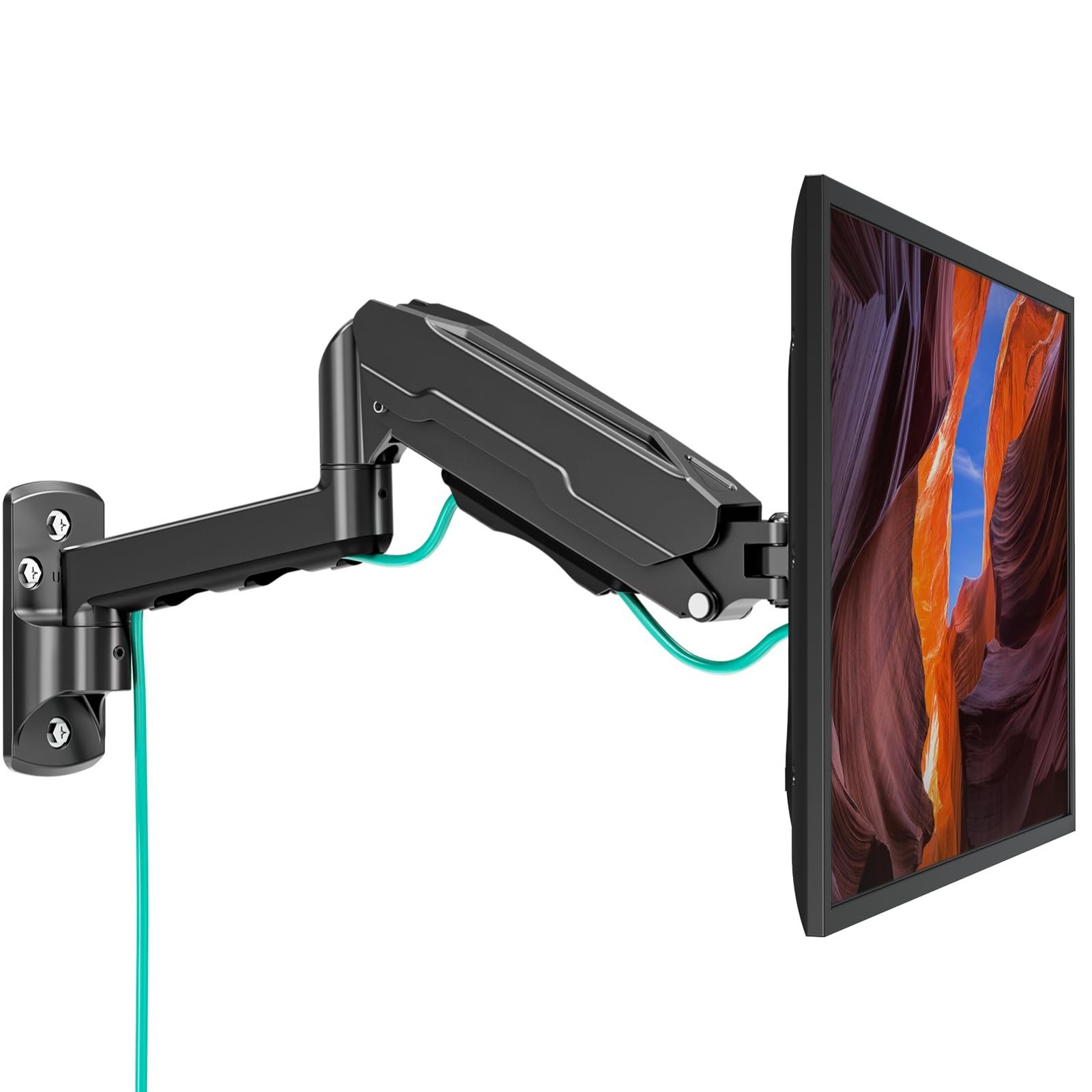 Adjustable Wall Mount Monitor Arm for 13-32" Screens, VESA 75/100, Black