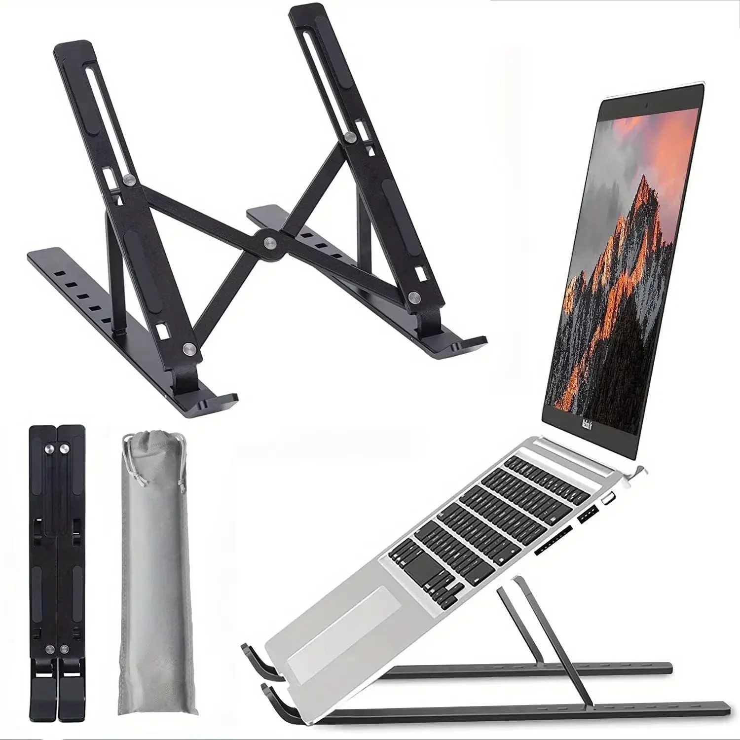 Adjustable Foldable Laptop Stand Aluminum Notebook Riser Computer Holder Desk