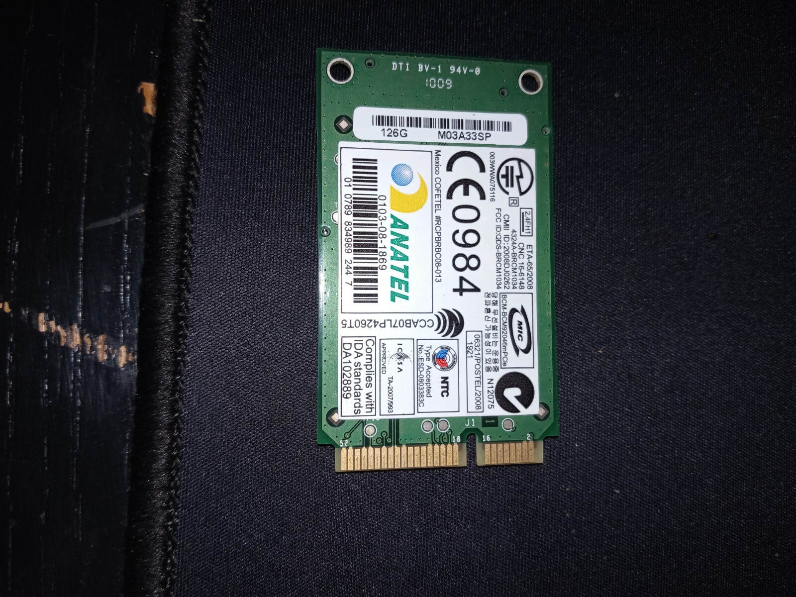 Broadcom Bluetooth Wireless WPAN Card BCM92046MPCIE_FLSH Dell P560G 0P560G