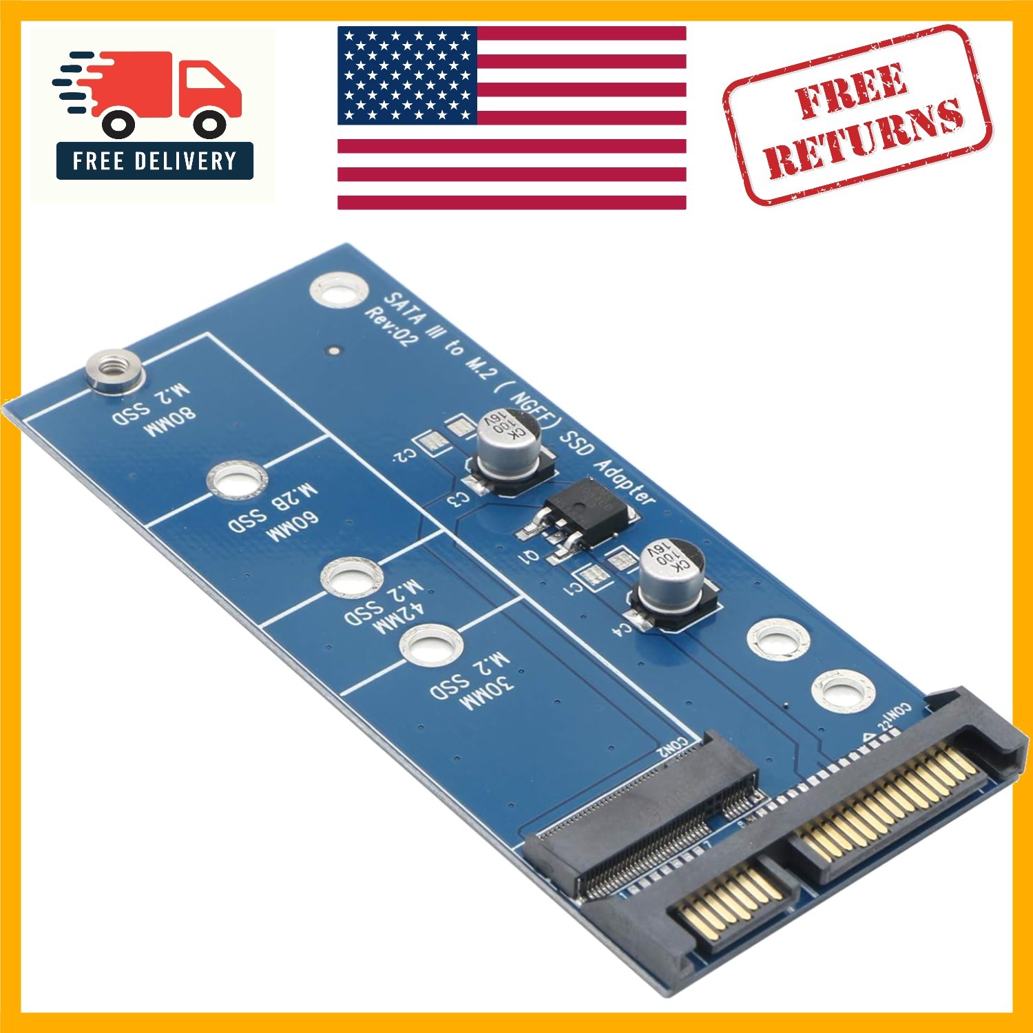 Compact M.2 to SATA Adapter - Fast Installation & Cross-Platform Compatibility