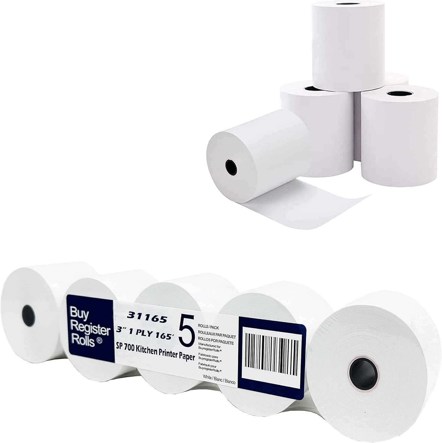 Star SP700 Kitchen Printer Paper (5 Rolls) 3" x 165' 1-Ply 5 ROLLS, Black 