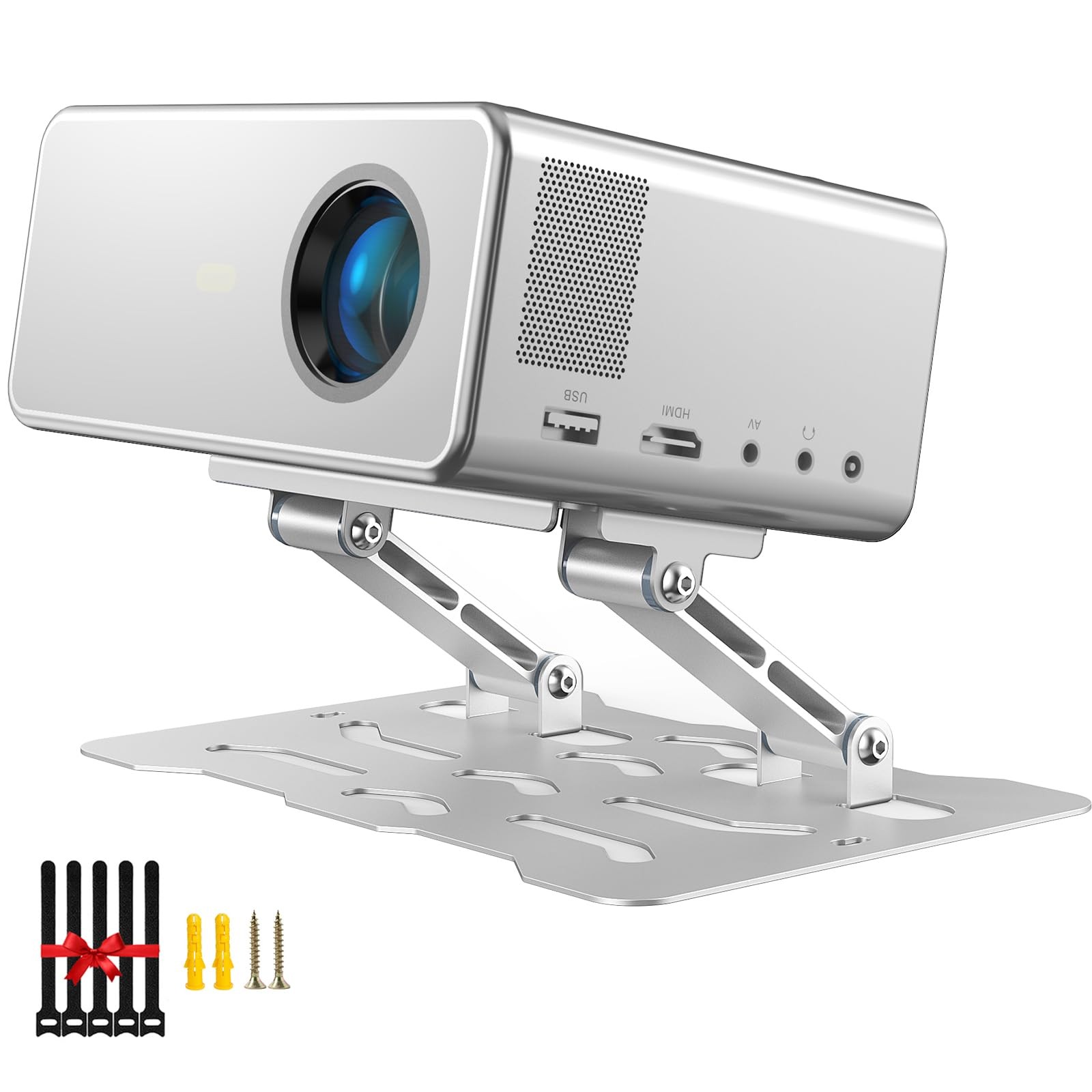 Mini Desktop Projector Stand Adjustable Table Mount with 1/4" Screw Silver