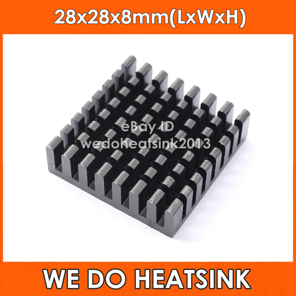 5pcs Black Anodized Aluminum Heatsink Radiator Cooler 28x28x8mm