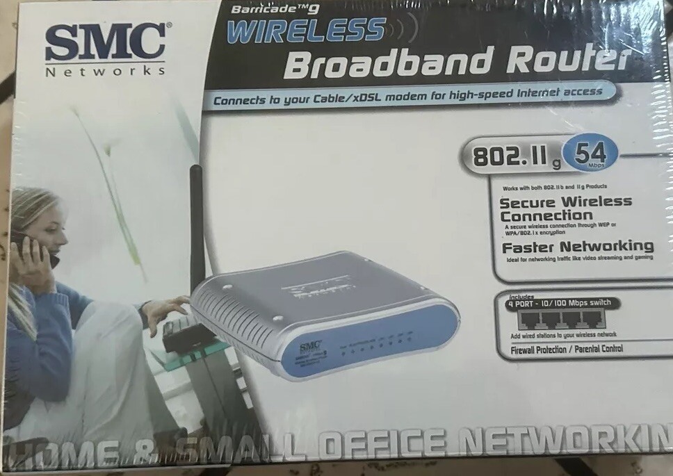 SMC Networks Barricade 4 Port Wireless Broadband Router SMCWBR14-G _802.11g