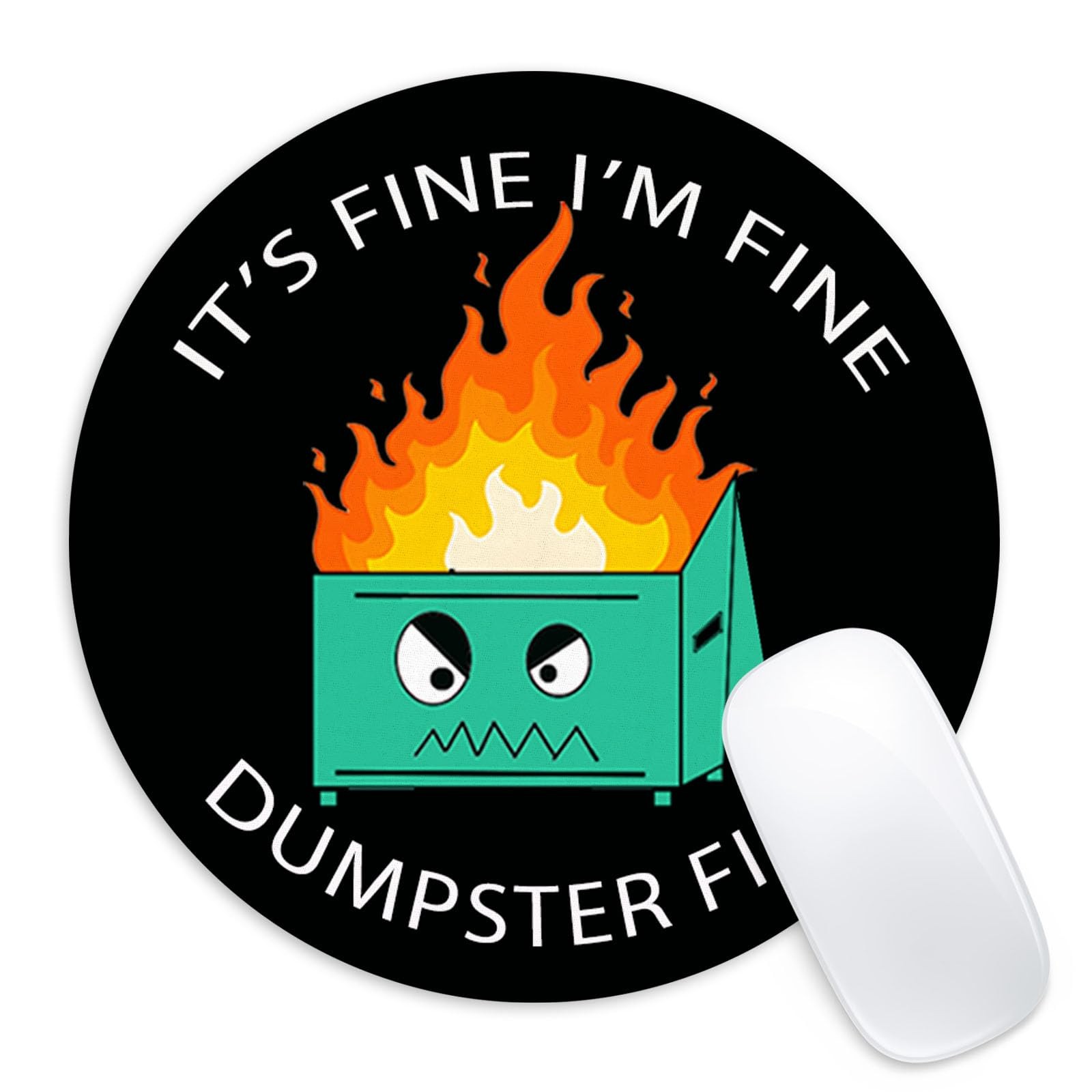 Dumpster Fire Round Mouse Pad,Funny Small Mouse Pad with Non-Slip Rubber Base...
