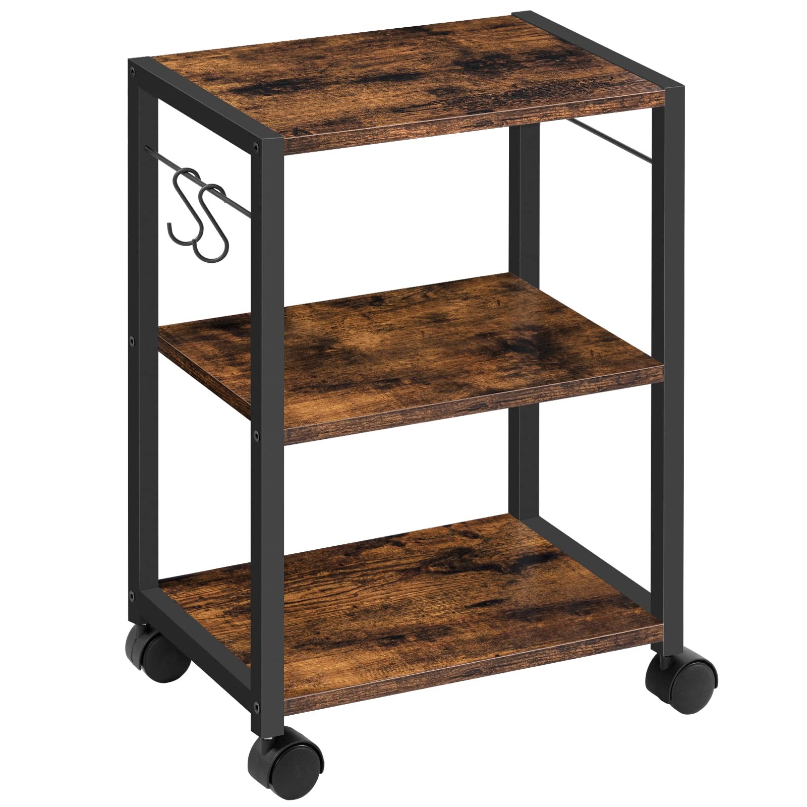 Printer Stand, 3-Tier Under Desk Rolling Cart with Storage Shelf, Heavy Duty