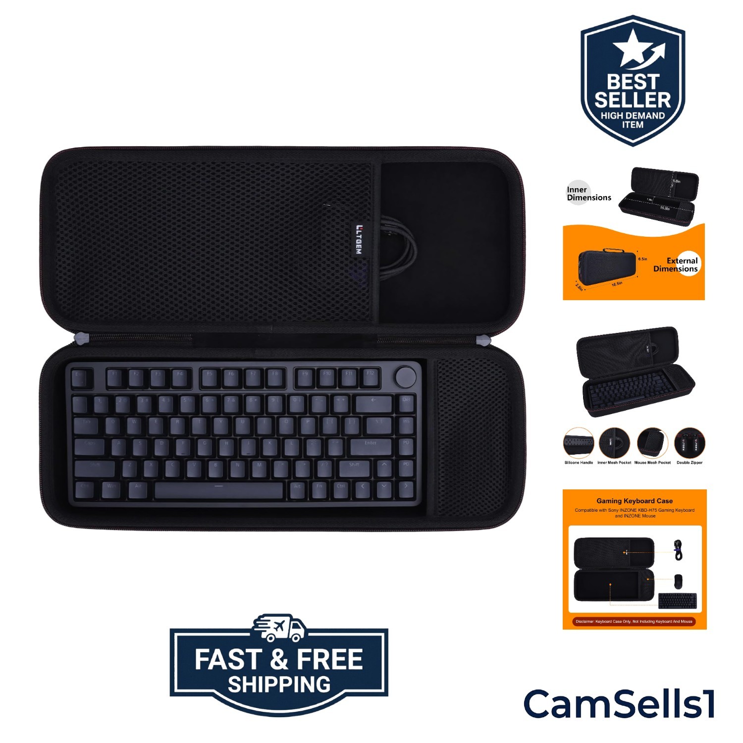 LTGEM Case for Aula F75 Pro/F75 75% Wireless Mechanical Keyboard