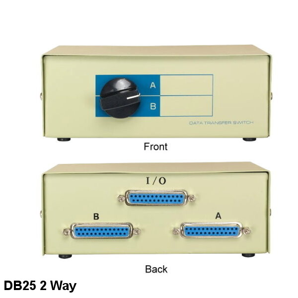2 Way DB25 Manual Data Switch Box Rotary Dail Style PC Printer Data Scanner HDD