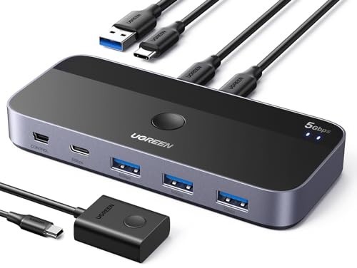 USB Switch for 2 PCs: Share 4 Ports, A & C Input, Includes Cables