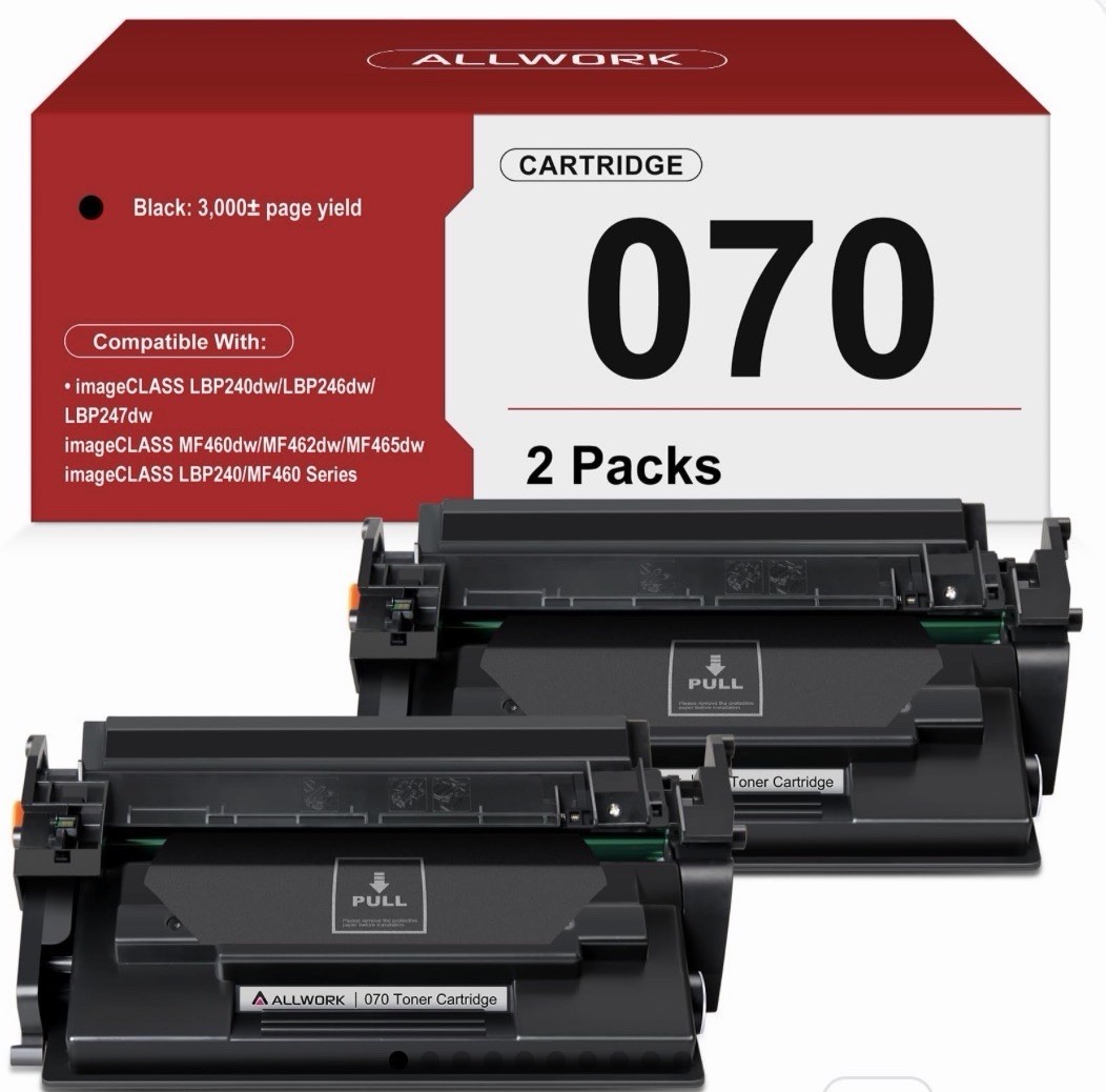 ALLWORK 070 Black Compatible Toner Cartridge 2-Pack for Canon imageCLASS