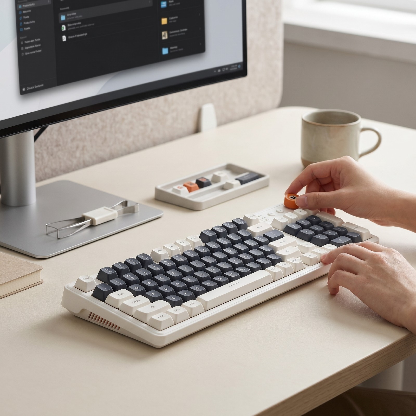 AI Smart Wired Mechanical Keyboard With Voice Input Translation 98 Keys RGB DLPO