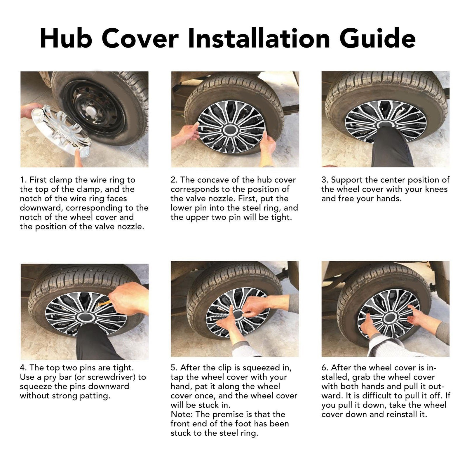 4pcs Car Wheel Hub Cover Easy Clip On Installation For 16in Steel WN25Z