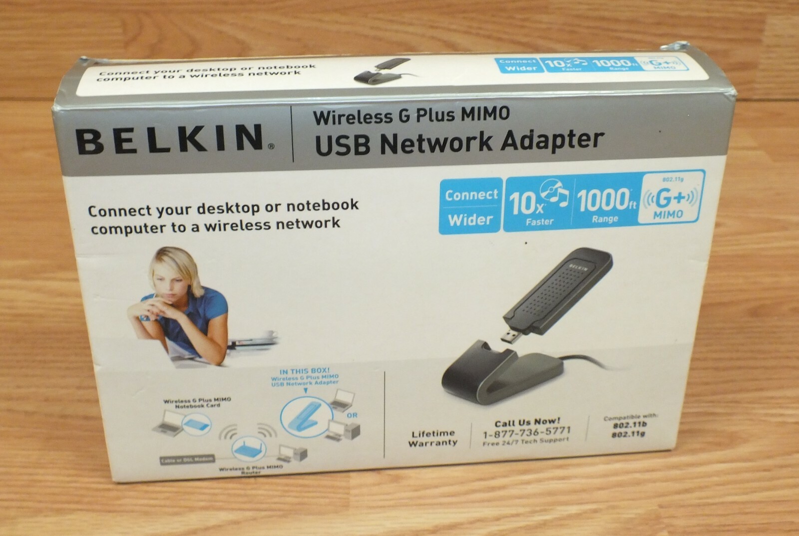 Genuine Belkin (F5D9050) Wireless G Plus Mimo USB Network Adapter **READ** 