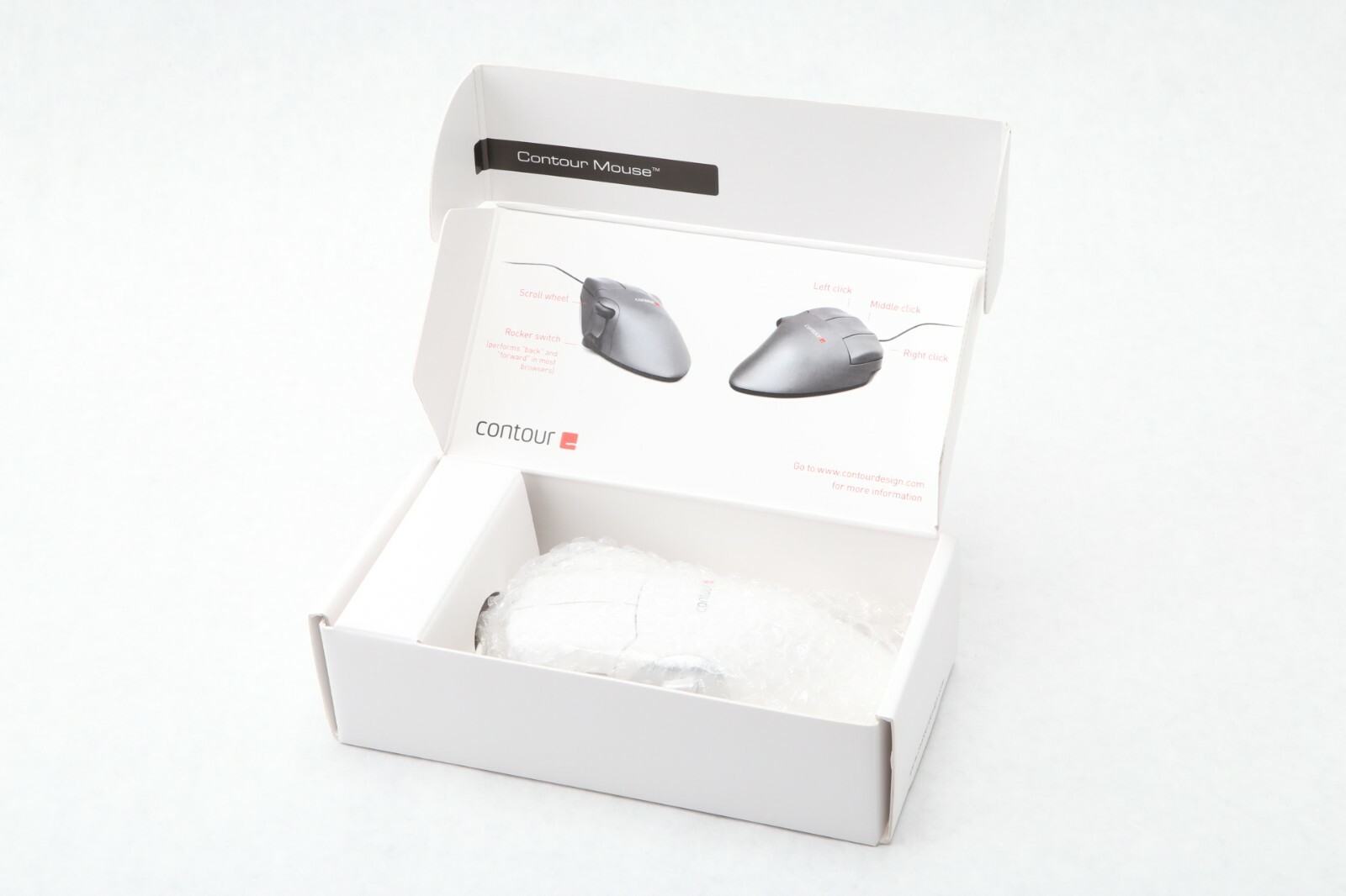 New Contour Design WHITE Perfit Mouse NonScroll Ergonomic USB PMO5-XL-R XL Right