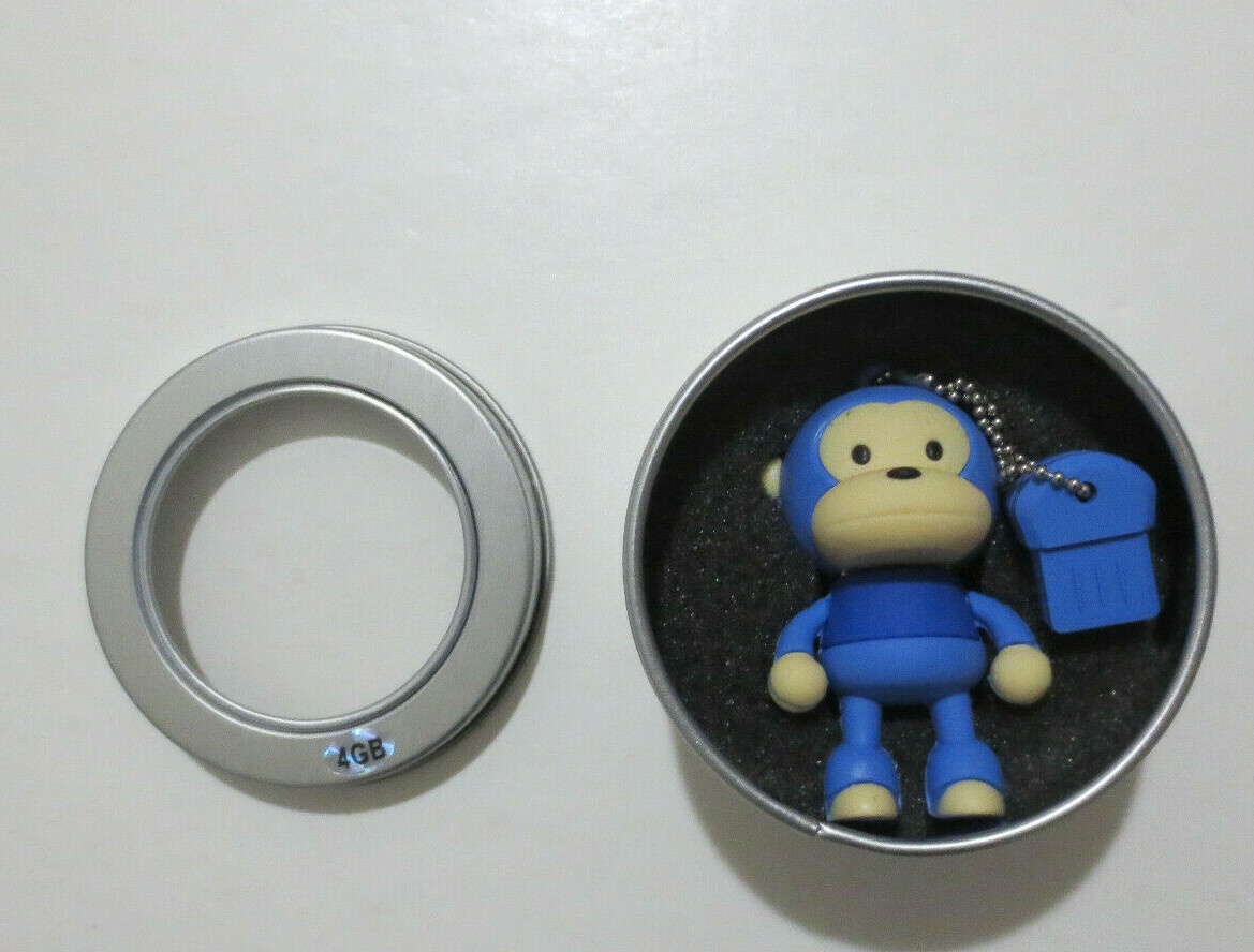 Cute Monkey USB Flash Memory Drive 4GB thumb drive - Blue
