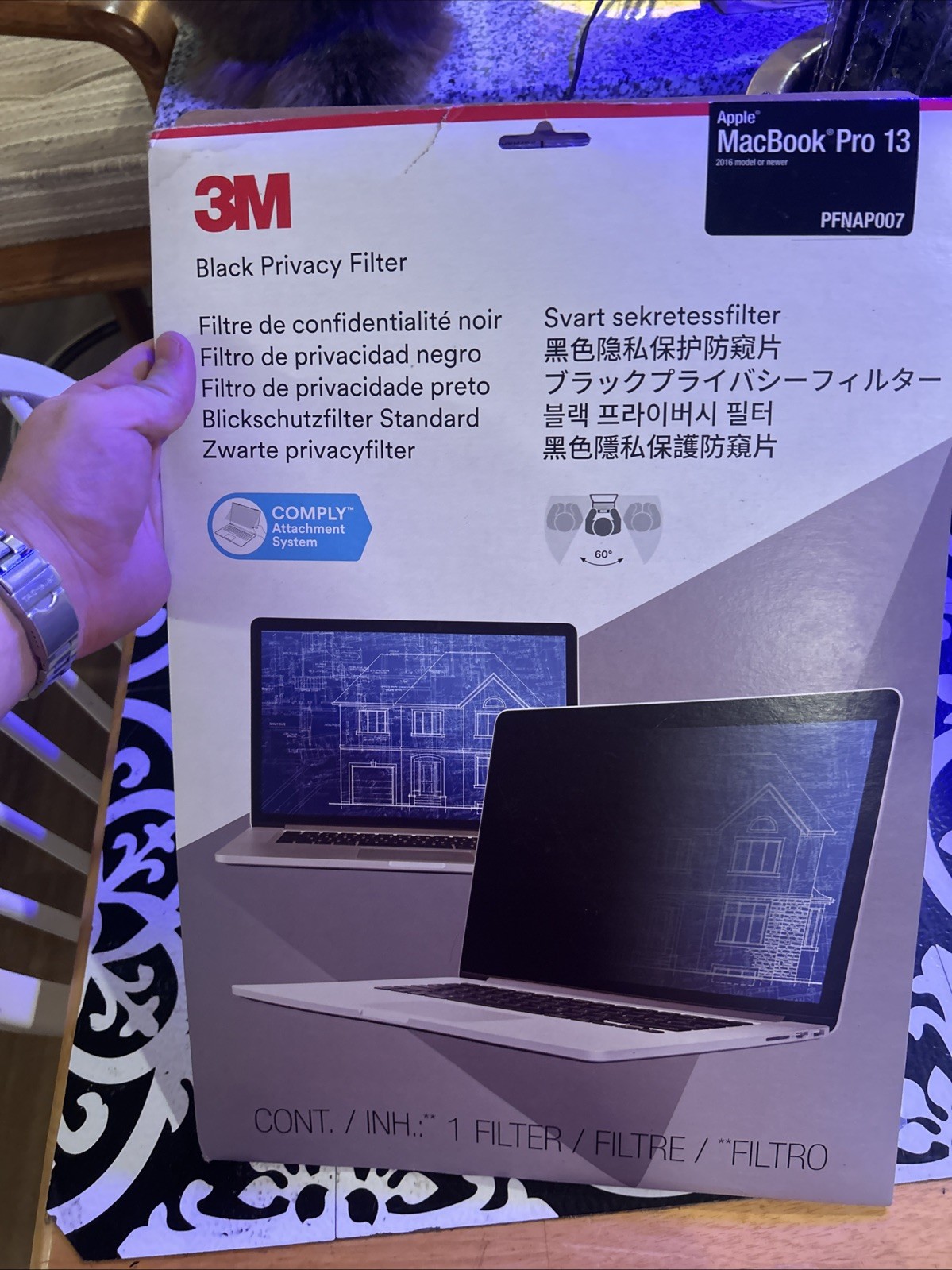 NEW 3M Black Privacy Filter for 15" Apple MacBook Pro (2016+ Model) - Genuine 3M