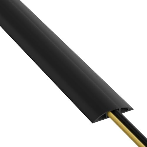 30ft Floor Cord Cover, Cable Protector, Wire Management, Black, Self-Adhesive