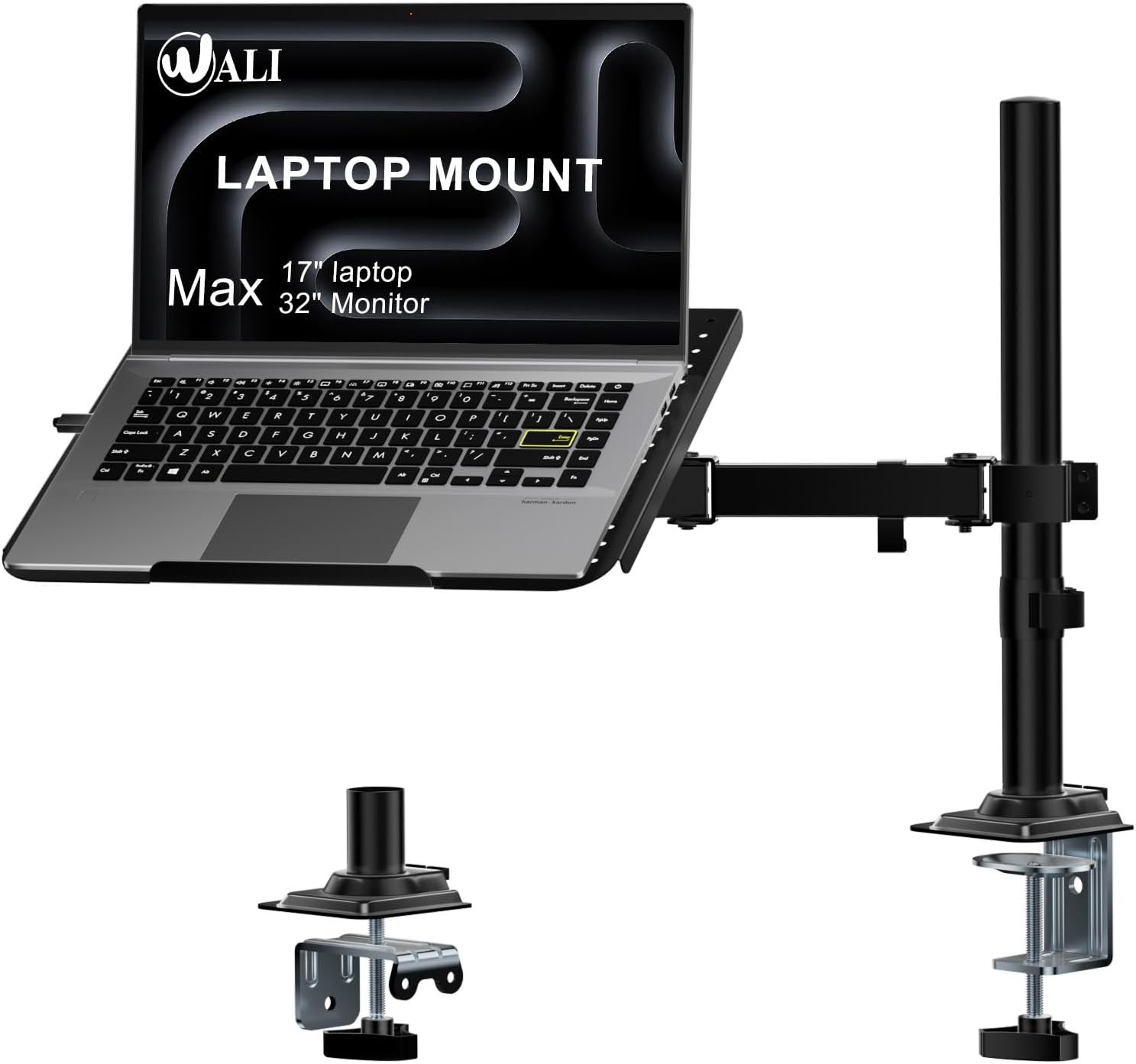 WALI Laptop Desk Mount for 17 inch Notebook, Adjustable Single Monitor Arm with