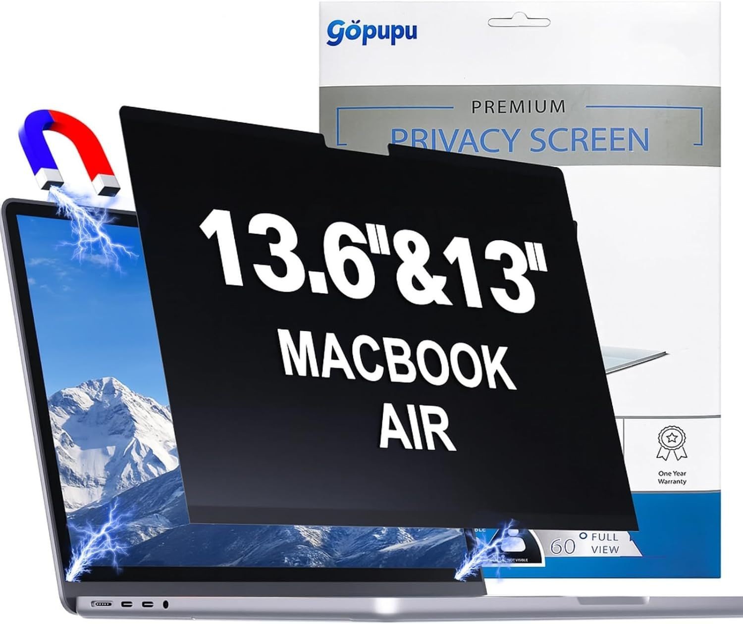 Removable Magnetic Privacy Screen Protector for Macbook Air 13.6/13 Inch 2022-20