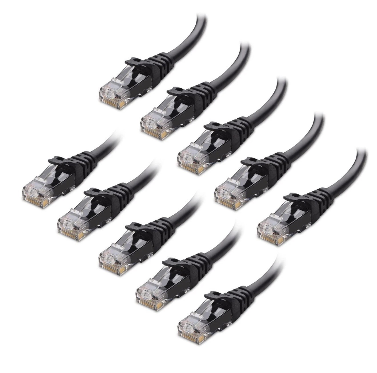 10Gbps 10-Pack Snagless Cat 6 Ethernet Cable-7ft,Cat 6 Cable,Black