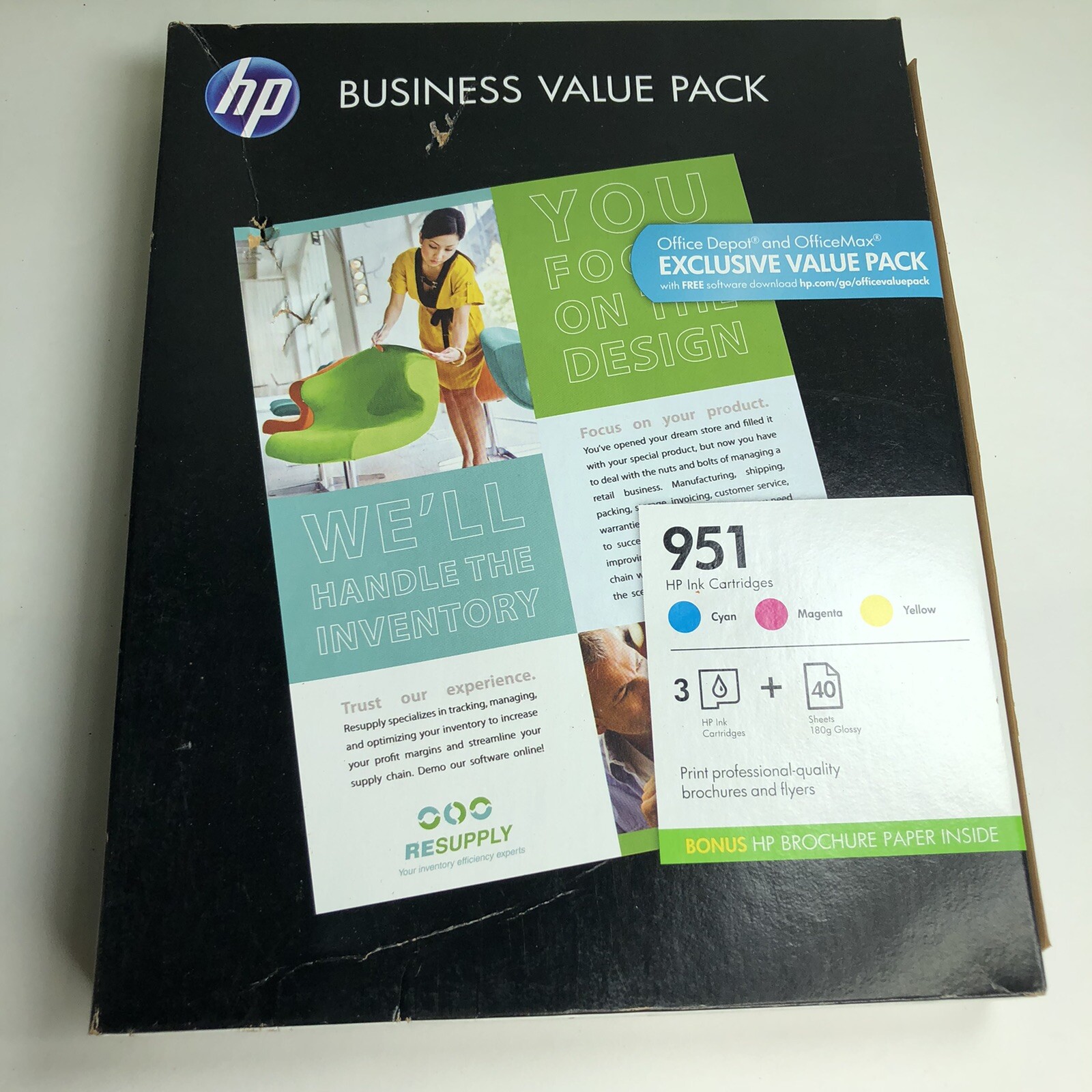 HP 951 Business Value Pack Ink 3 Pack Plus 40 Sheets New Sealed Expired 2016