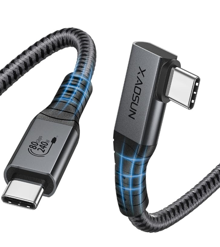 1.6FT USB 4 V2 80Gbps Right Angle Cable 240W 90 Degree 8K@60Hz Thunderbolt 5