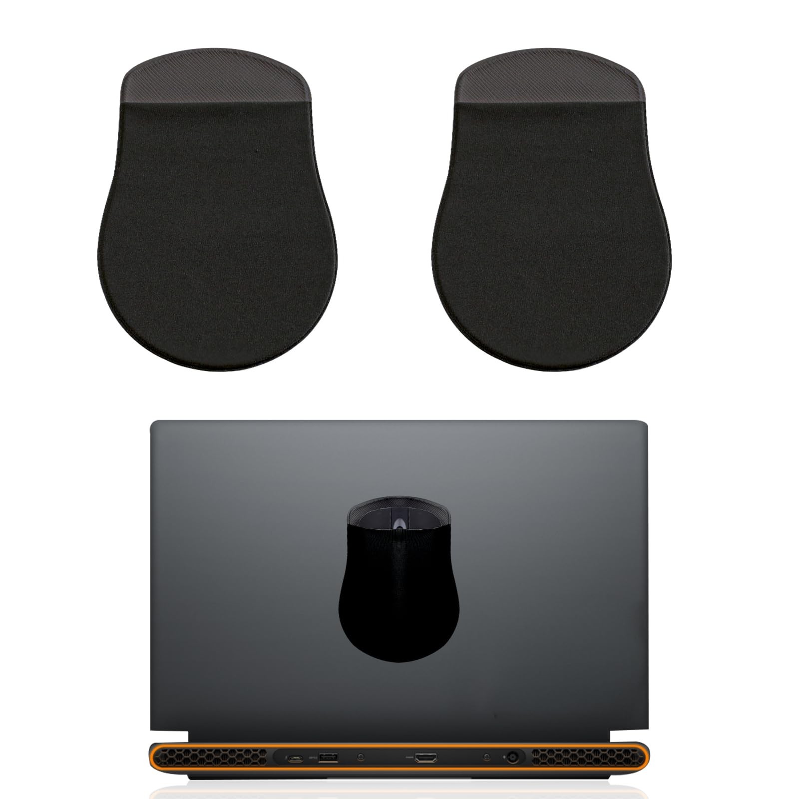 Betinyar 2 Pack Gray Mouse Holder for Laptop Stick On, Travel Black