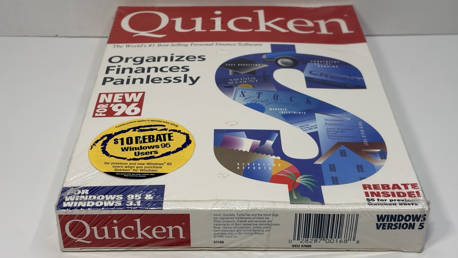 New Sealed Vintage Intuit Quicken For DOS 3.5” Floppy Discs Included -New For 95