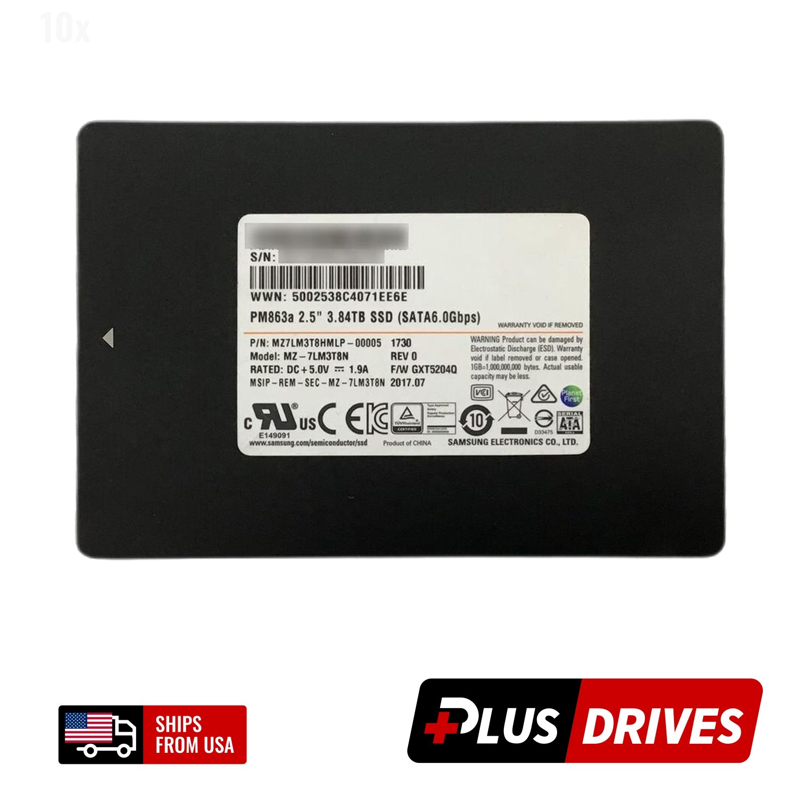 Samsung 3.84TB ~ 4TB 2.5 SATA SSD PM863A 6Gbps 97k IOPS Enterprise SSD Drive