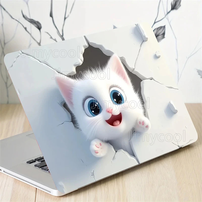 2PCS Cute Cat 3D Waterproof Vinyl Cat Sticker Design Notebook Computer Stickers