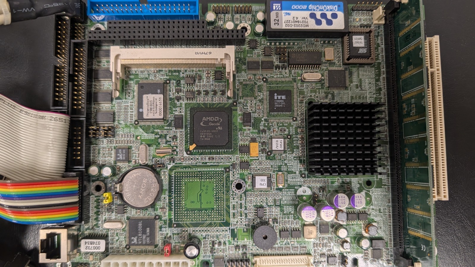 AAEON PCM-5893 PC104 Motherboard AMD Geode with 128MB Memory Disk on chip Cables