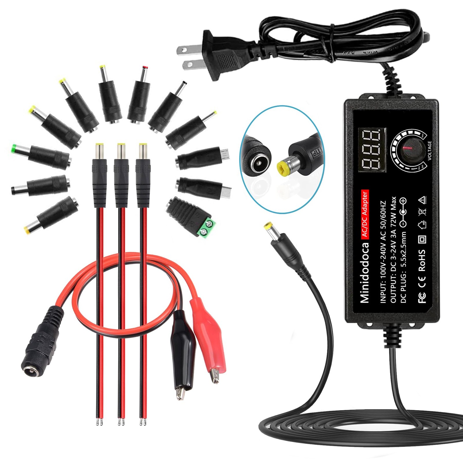 72w Power Supply Adjustable 3v ~ 24v Variable Universal Switching Ac/dc Adapter