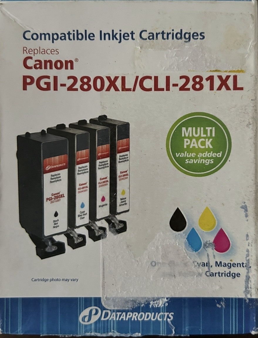Dataproducts Black Cyan Magenta Yellow Ink Canon PGI-280XL/CLI-281XL 4 Pack