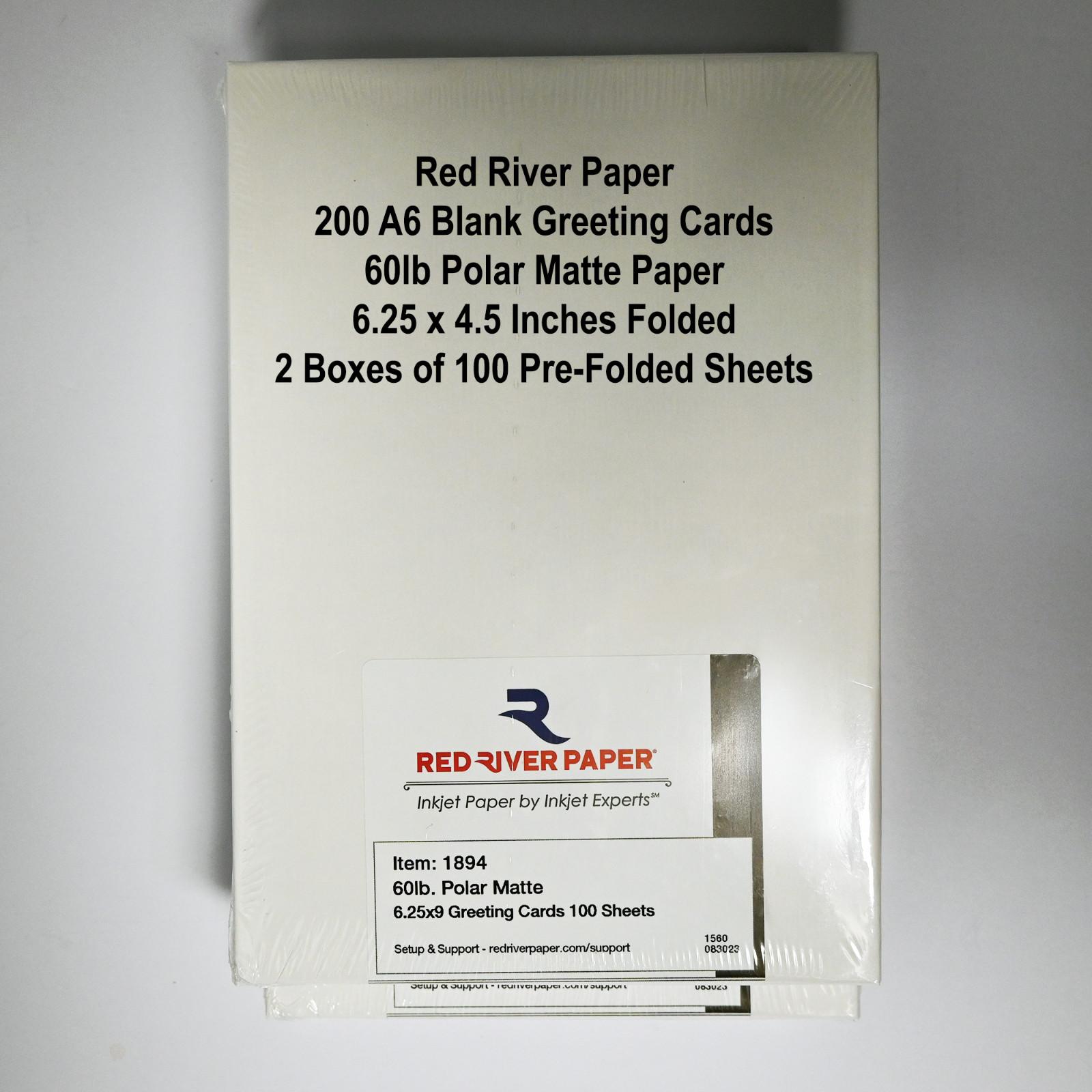 200 Sheets-Red River 60lb Polar Matte-A6-6.25" x 4.5" Folded Greeting Card Paper