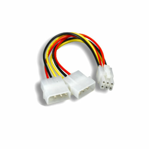 8 inch 18AWG GPU DC Power Cable 2x 5.25" Molex 4Pin to PCI Express PCI-e 6Pin PC