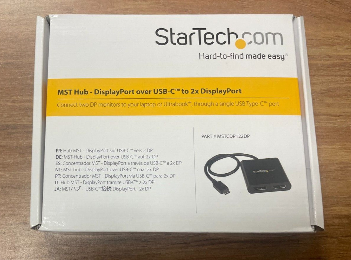New Startech.com MSTCDP122DP MST Hub DisplayPort over USB-C to 2x DP