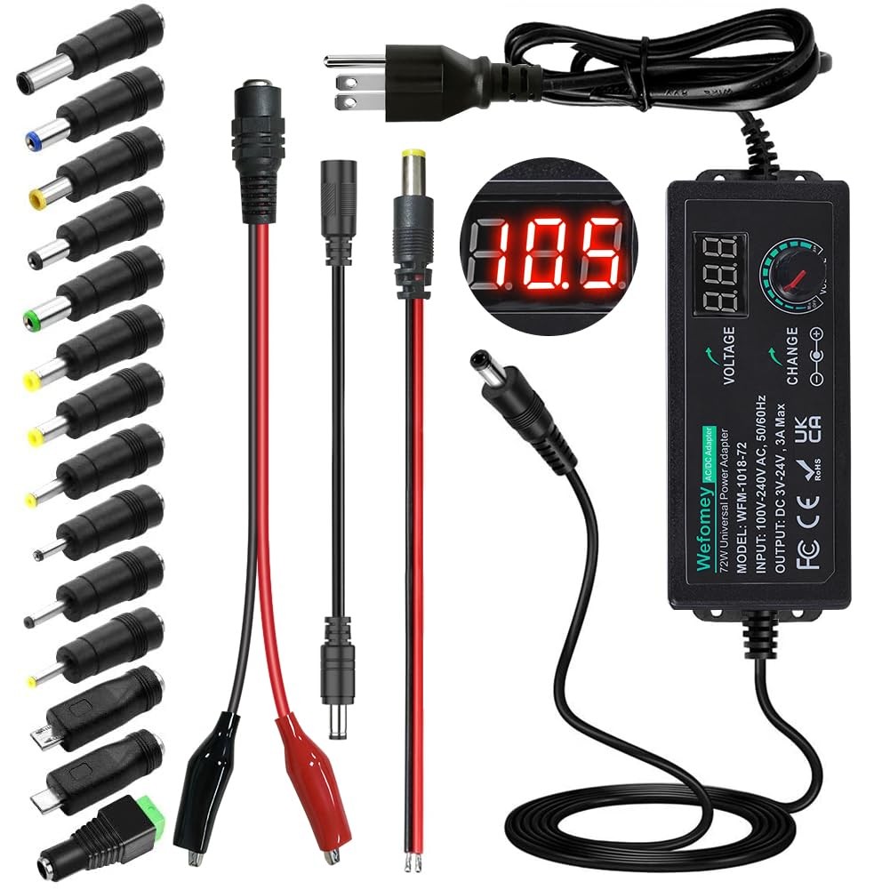 Universal Power Supply 3V~24V 3A 72W Adjustable Variable 3~24V3A72W, balck