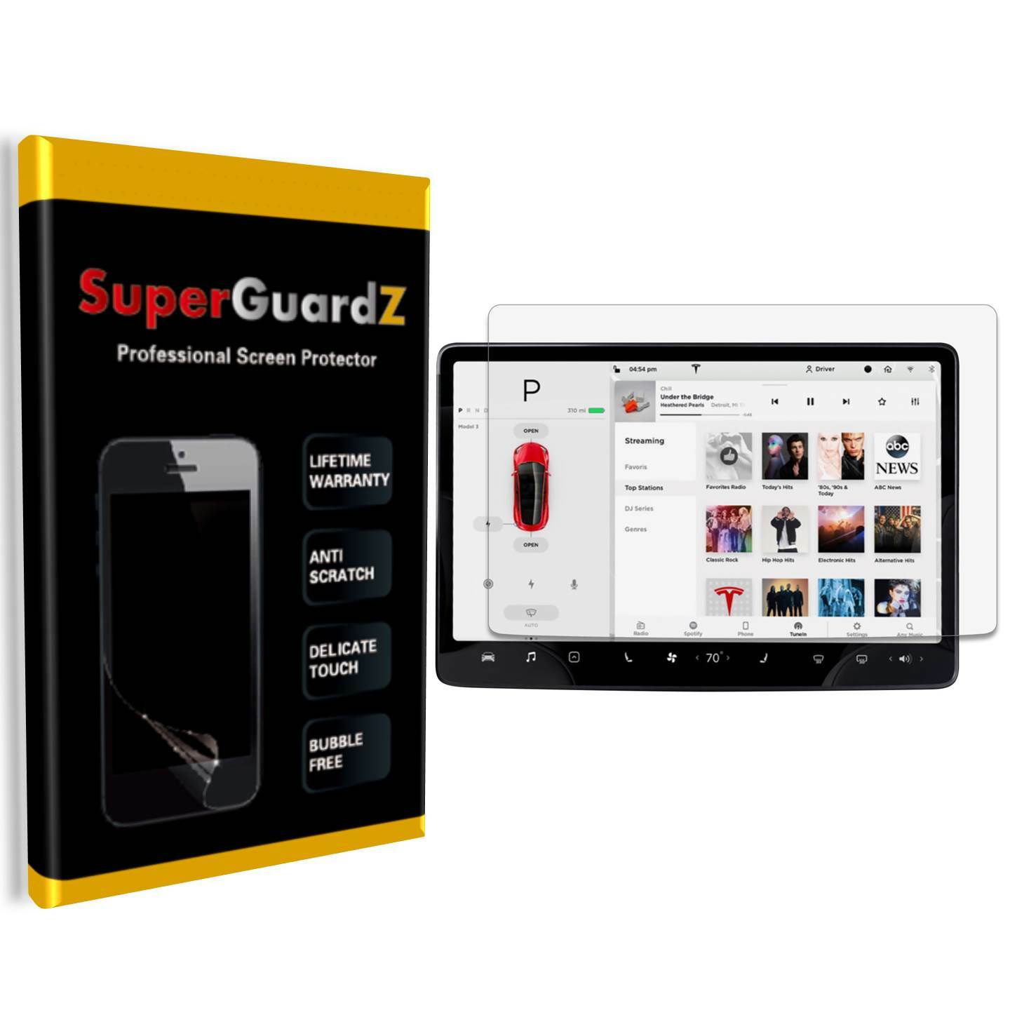 3X SuperGuardZ Clear Screen Protector Shield Guard For Tesla Model Y / Model 3