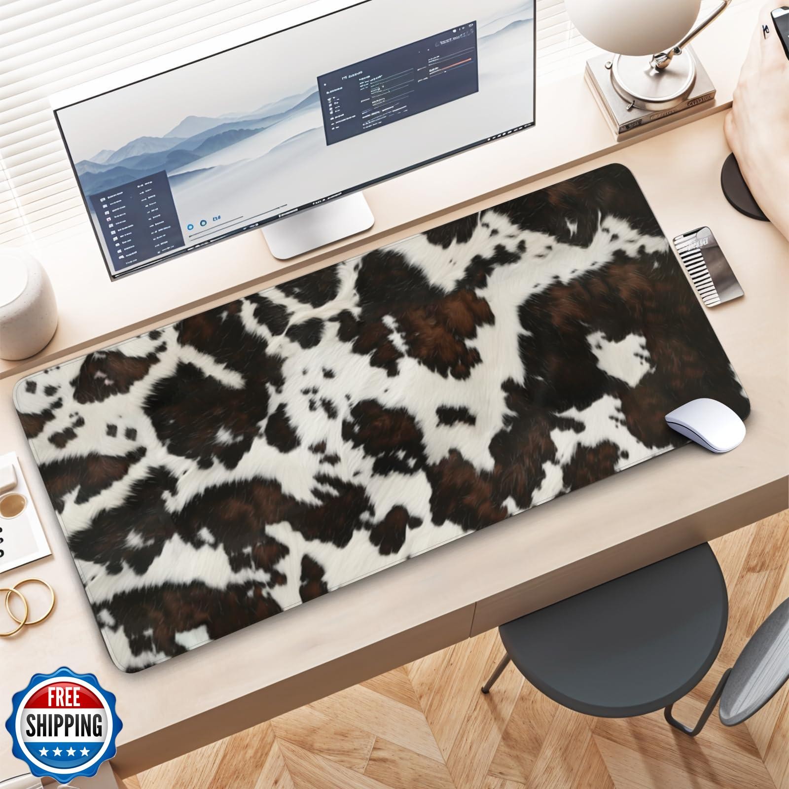 Highland Cow Print Gaming Mouse Pad, Large Mouse Pad Waterproof, Extended Des