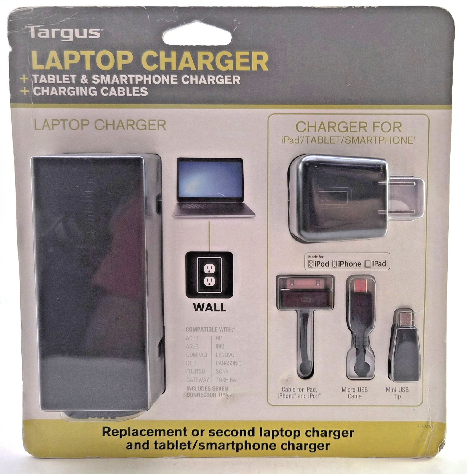 Targus Laptop Charger + Tablet & Smartphone Charger APA024US ~ New Sealed