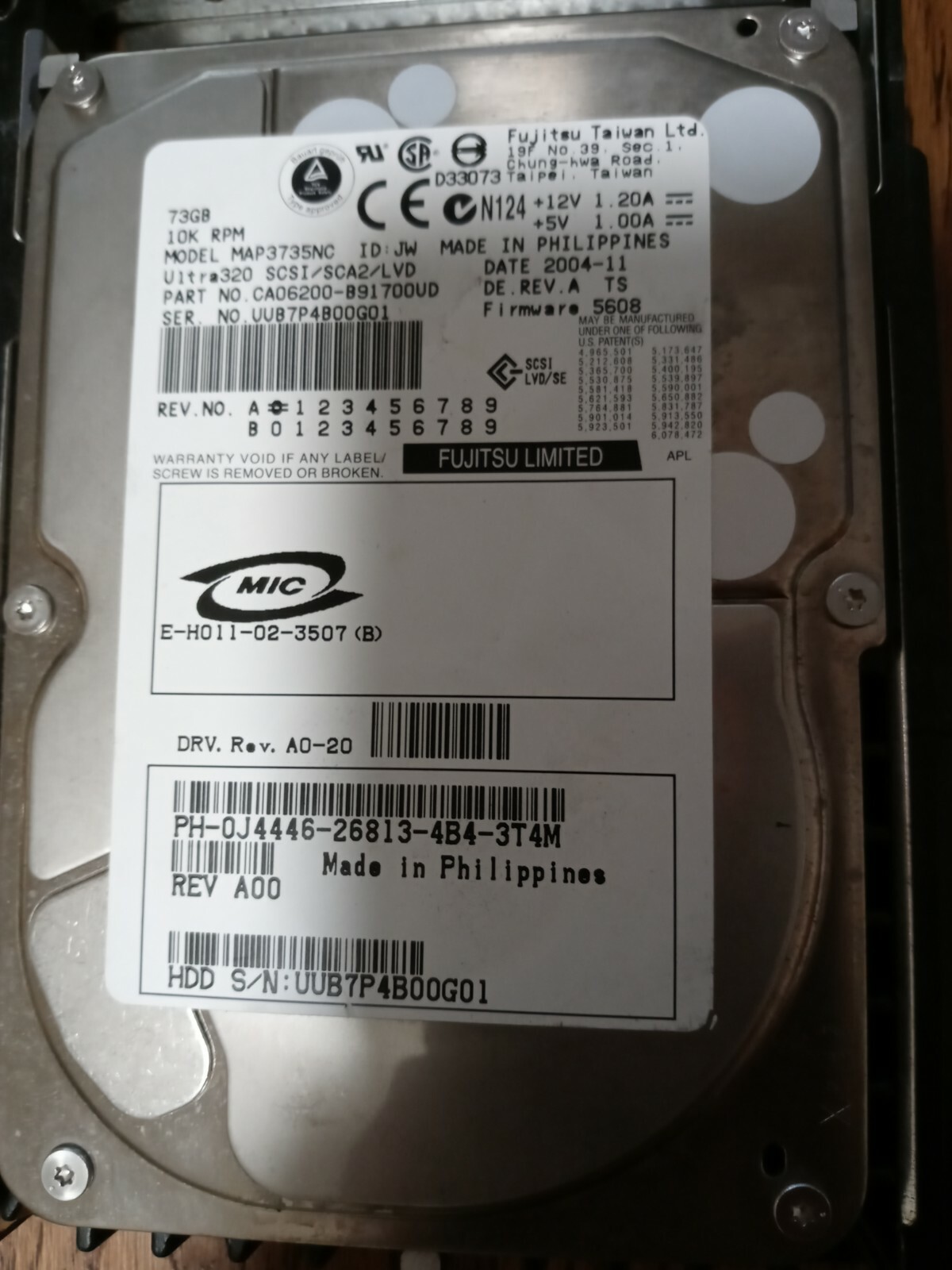 Fujitsu 73.5 GB,Internal,10000 RPM,3.5" (MAP3735NC) Hard Drive