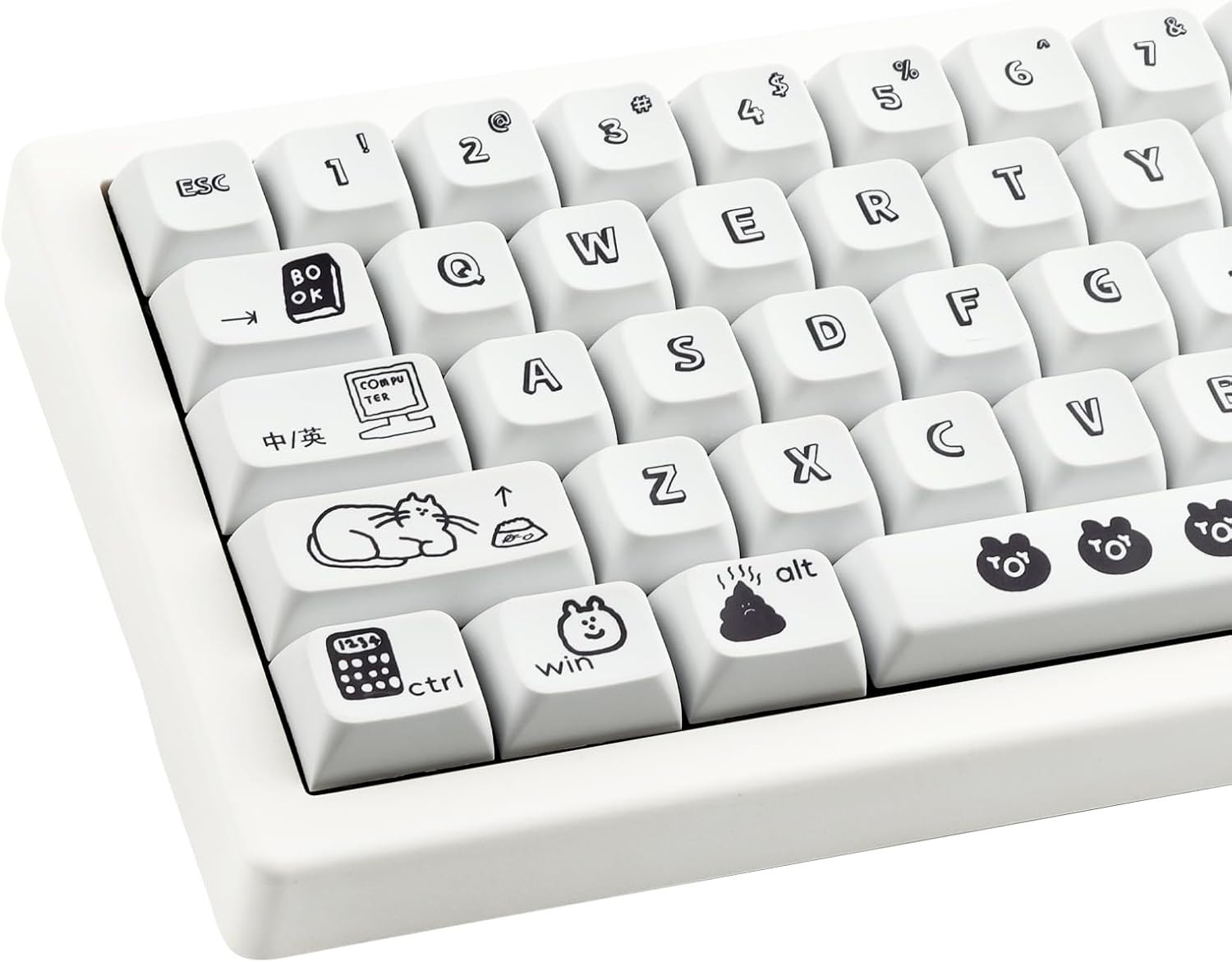 PBT Keycaps - 130 Black Cartoon Dye-Sublimated