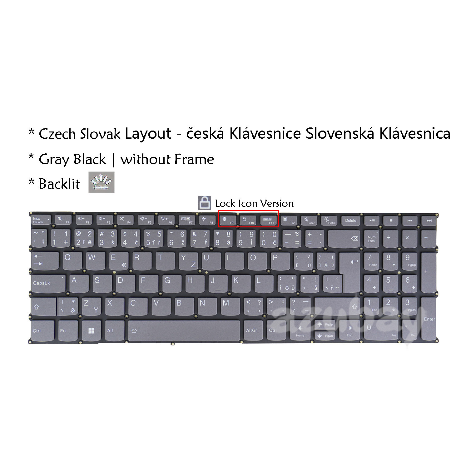 CS Czech Slovak Keyboard For Lenovo V17 G2-ITL, V17 G3 IAP, V17 G4 IRU Backlit