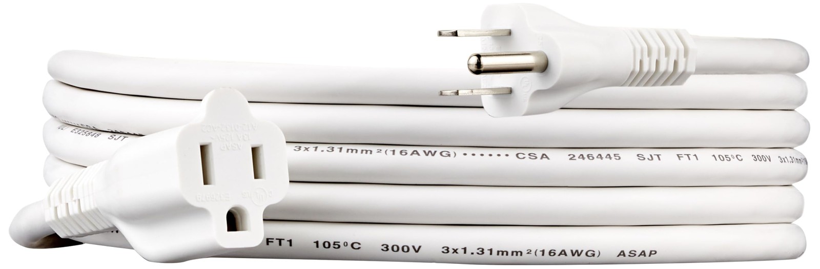Amazon Basics Extension Cord 3-Prong Outlet Extender 13A 125V 10ft White